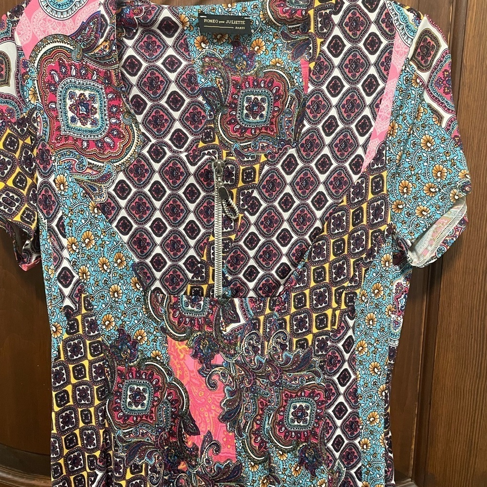 Romeo pour Juliette.Paris  women’s Multicolor Patterned Dress short sleeve S 46 - Picture 4 of 7